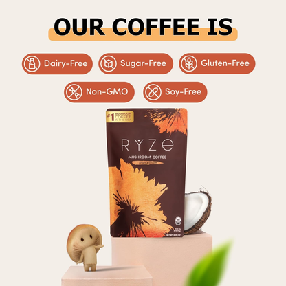 RYZE Mushroom Coffee Medium Roast 30 Servings 2 Bags