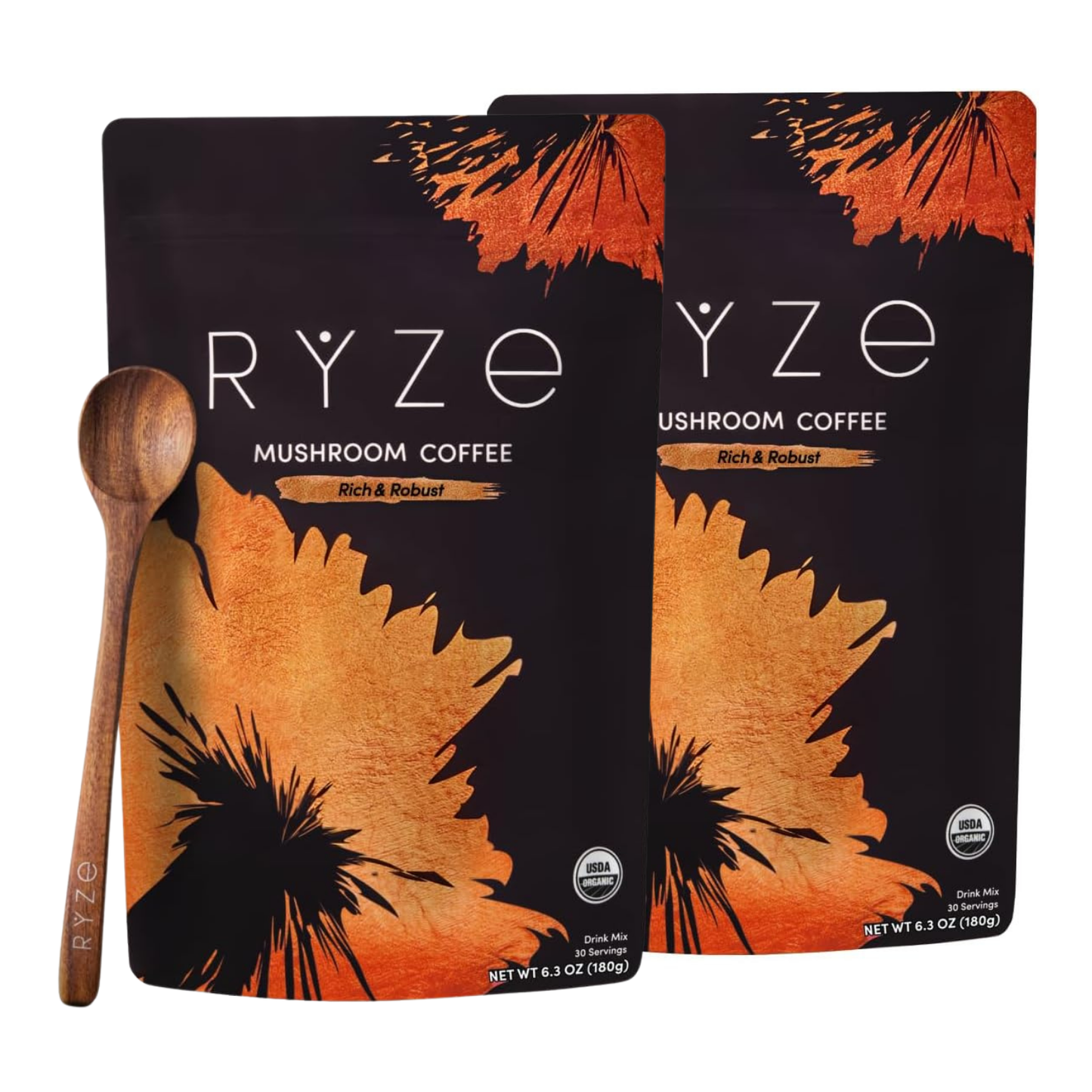 RYZE Mushroom Coffee Signature Dark Roast 30 Servings 2 Bags