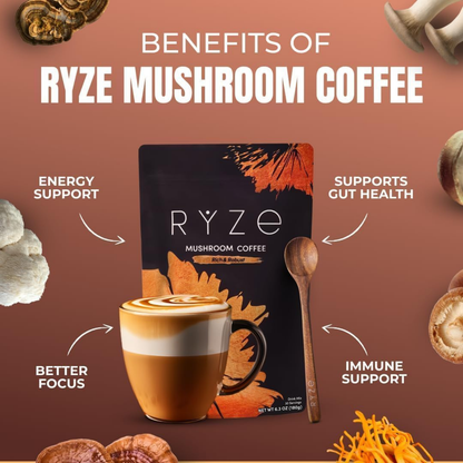 RYZE Mushroom Coffee Signature Dark Roast 30 Servings 2 Bags