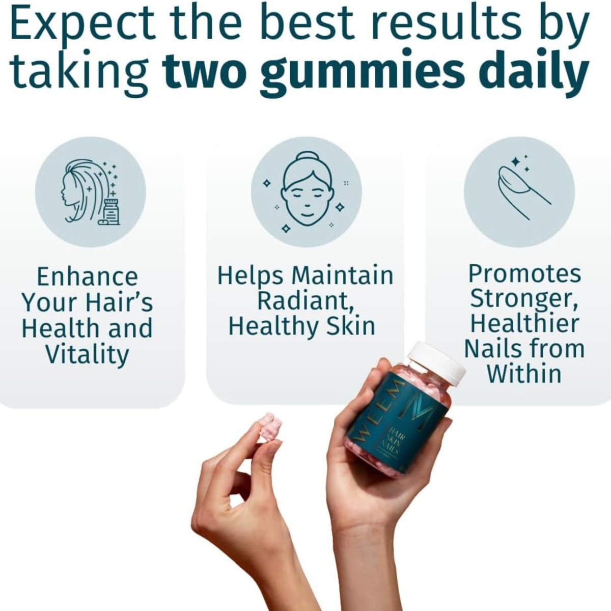 Hair Skin and Nails Gummies Extra Strength Supplement Pack of 3