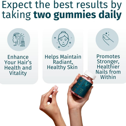 Hair Skin and Nails Gummies Extra Strength Supplement Pack of 3