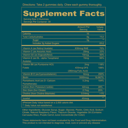 Hair Skin and Nails Gummies Extra Strength Supplement Pack of 3
