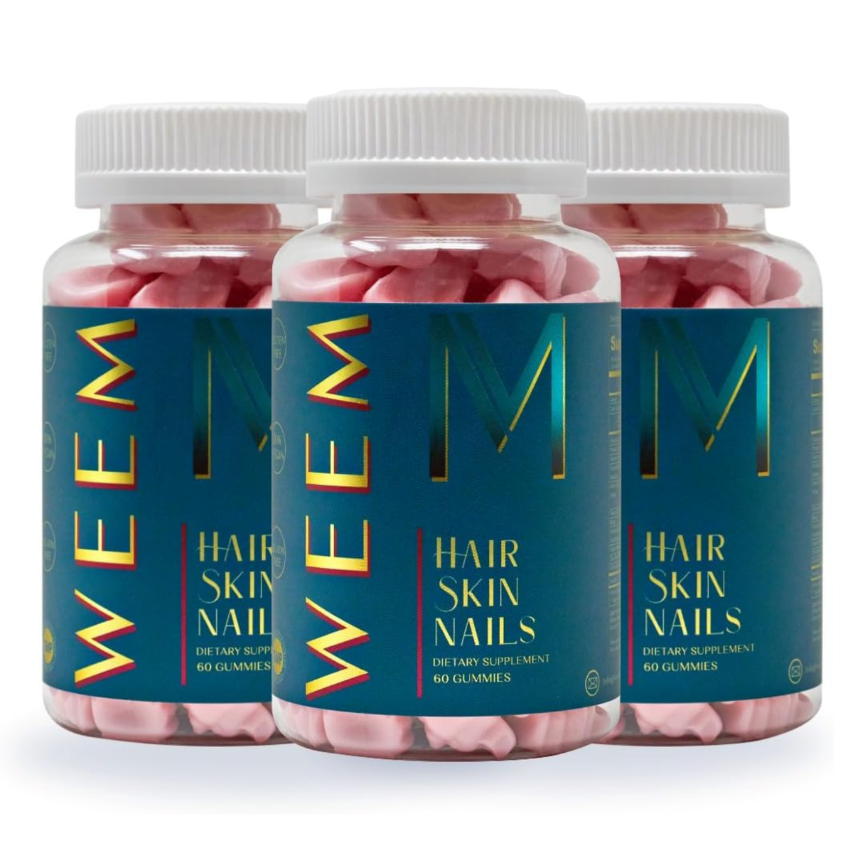 Hair Skin and Nails Gummies Extra Strength Supplement Pack of 3