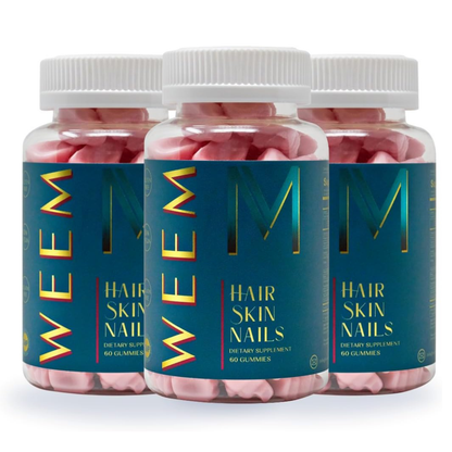 Hair Skin and Nails Gummies Extra Strength Supplement Pack of 3