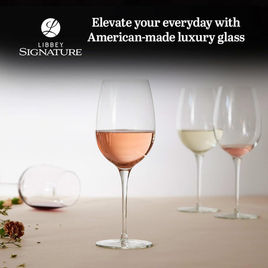 Signature Kentfield Estate All-Purpose Wine Glasses Set of 4 | Premium Long Stem Crystal Clear Wine Glasses for Red & White Wine